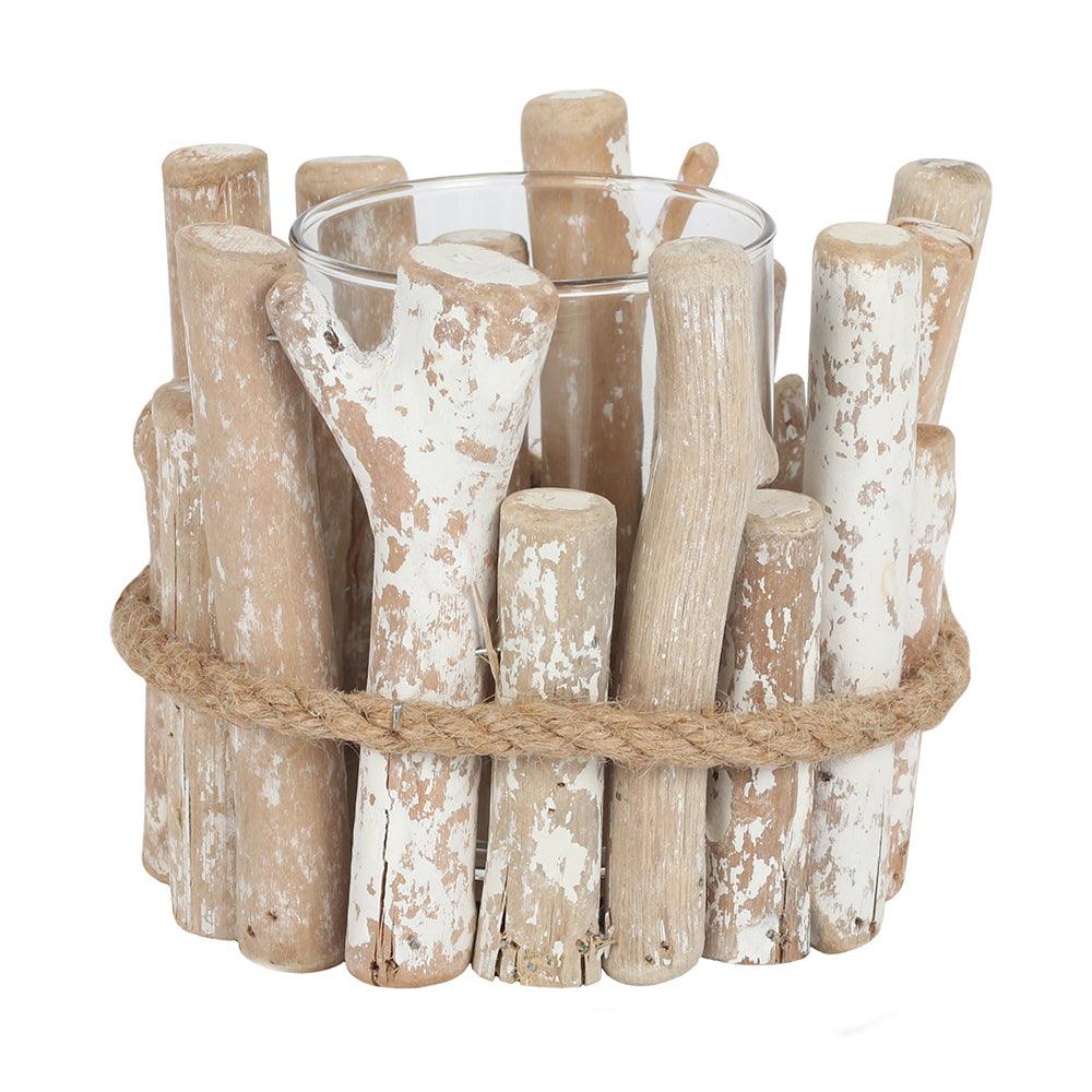 White Washed Driftwood Candle Holder - £12.99 - Candle Holders 