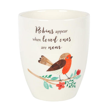 Winter Robin Ceramic Plant Pot - £12.99 - Plant Pots 