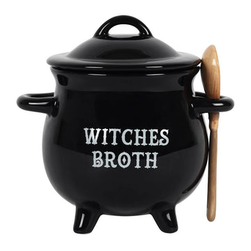 Witches Broth Cauldron Soup Bowl with Broom Spoon - £17.99 - Kitchen Dining 