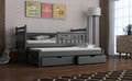 Wooden Bed Dominik with Trundle and Storage Graphite Kids Single Bed 