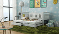 Wooden Bed Galaxy with Trundle and Storage White Matt Kids Single Bed 