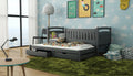 Wooden Bed Galaxy with Trundle and Storage Graphite Kids Single Bed 