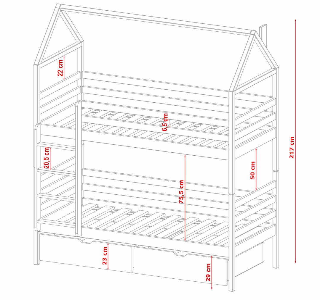 Wooden Bunk Bed Alex With Storage-Bunk Bed