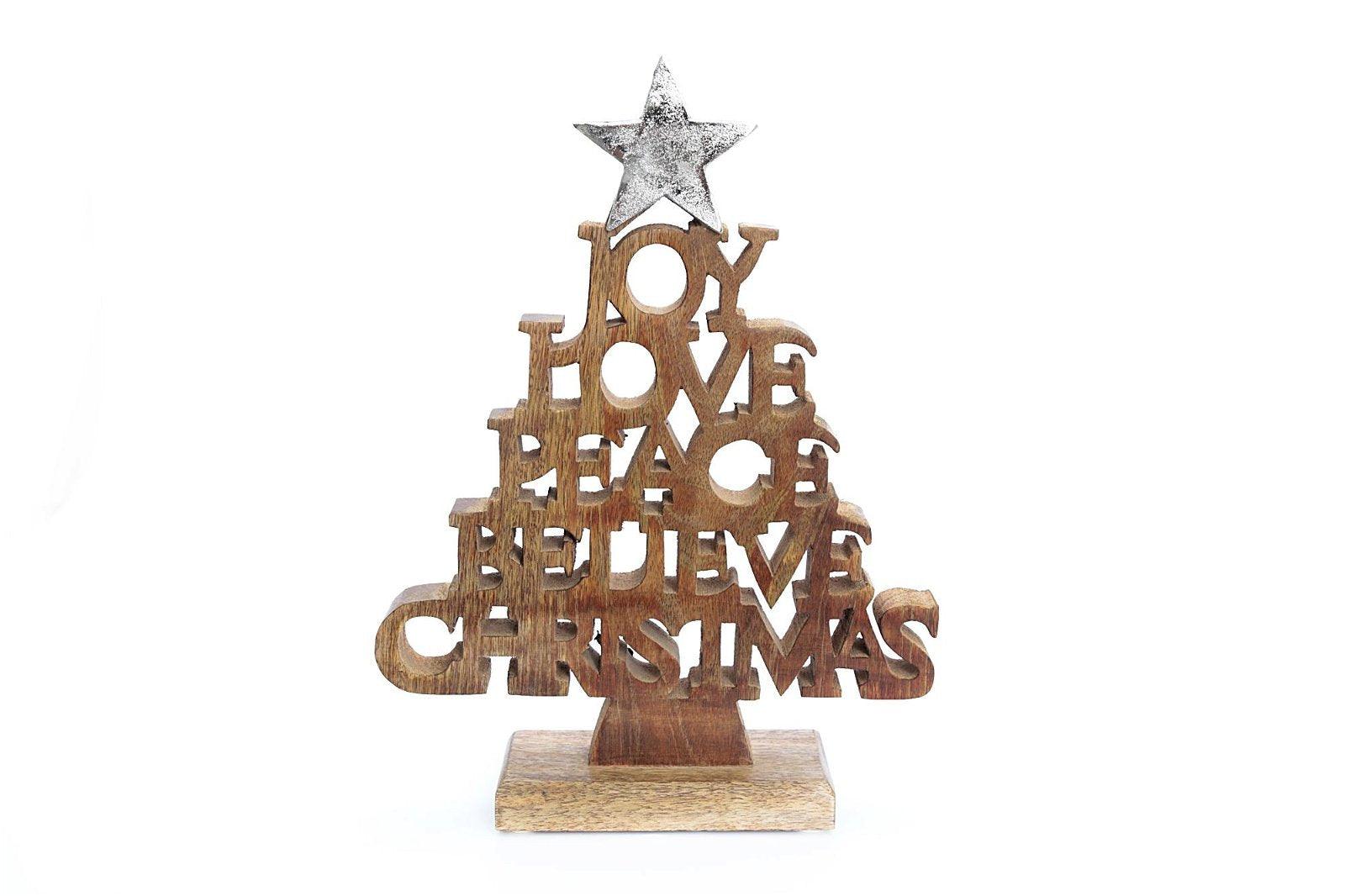 Wooden Christmas Tree Words Ornament 26cm-