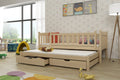 Wooden Double Bed Amelka with Trundle and Storage Pine Kids Single Bed 