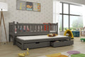 Wooden Double Bed Amelka with Trundle and Storage Graphite Kids Single Bed 