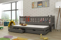 Wooden Double Bed Amelka with Trundle and Storage Graphite Kids Single Bed 