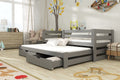 Wooden Double Bed Kubus with Trundle and Storage Graphite Kids Single Bed 