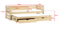 Wooden Double Bed Kubus with Trundle and Storage-Kids Single Bed