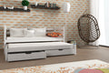 Wooden Double Bed Tosia with Trundle and Storage Grey Matt Kids Single Bed 