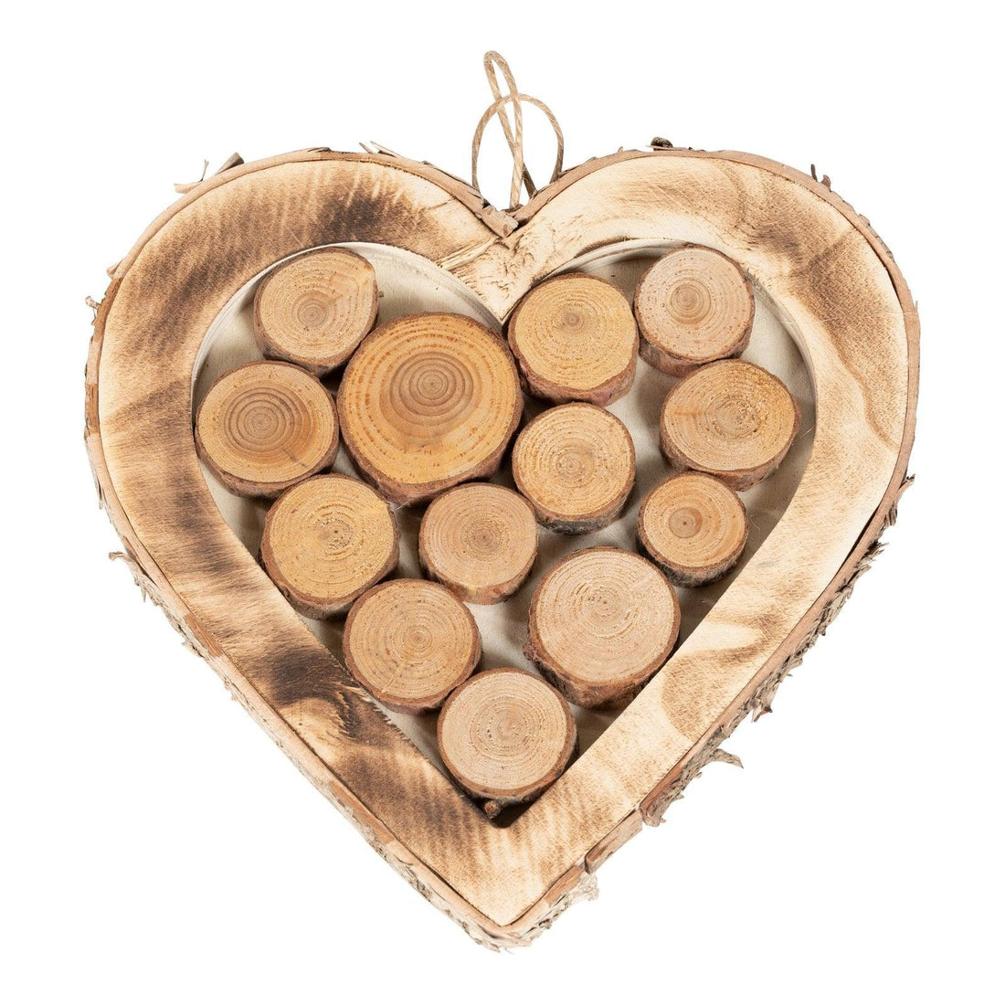 Wooden Hanging Heart With Burnt Effect 28cm - £16.99 - Ornaments 