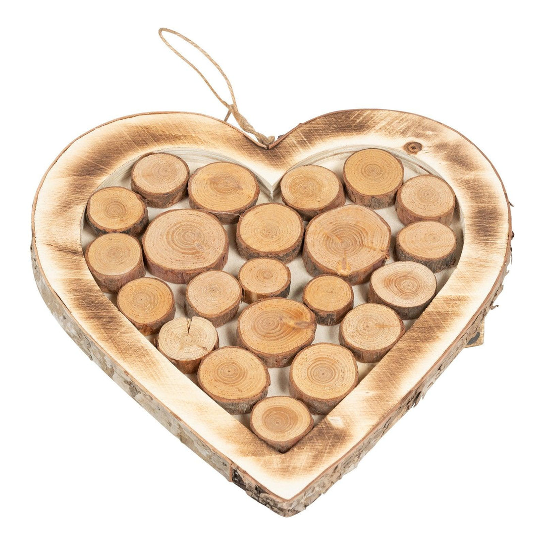 Wooden Hanging Heart With Burnt Effect 28cm - £16.99 - Ornaments 