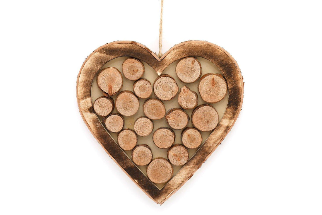 Wooden Hanging Heart With Burnt Effect 33cm - £20.99 - Ornaments 