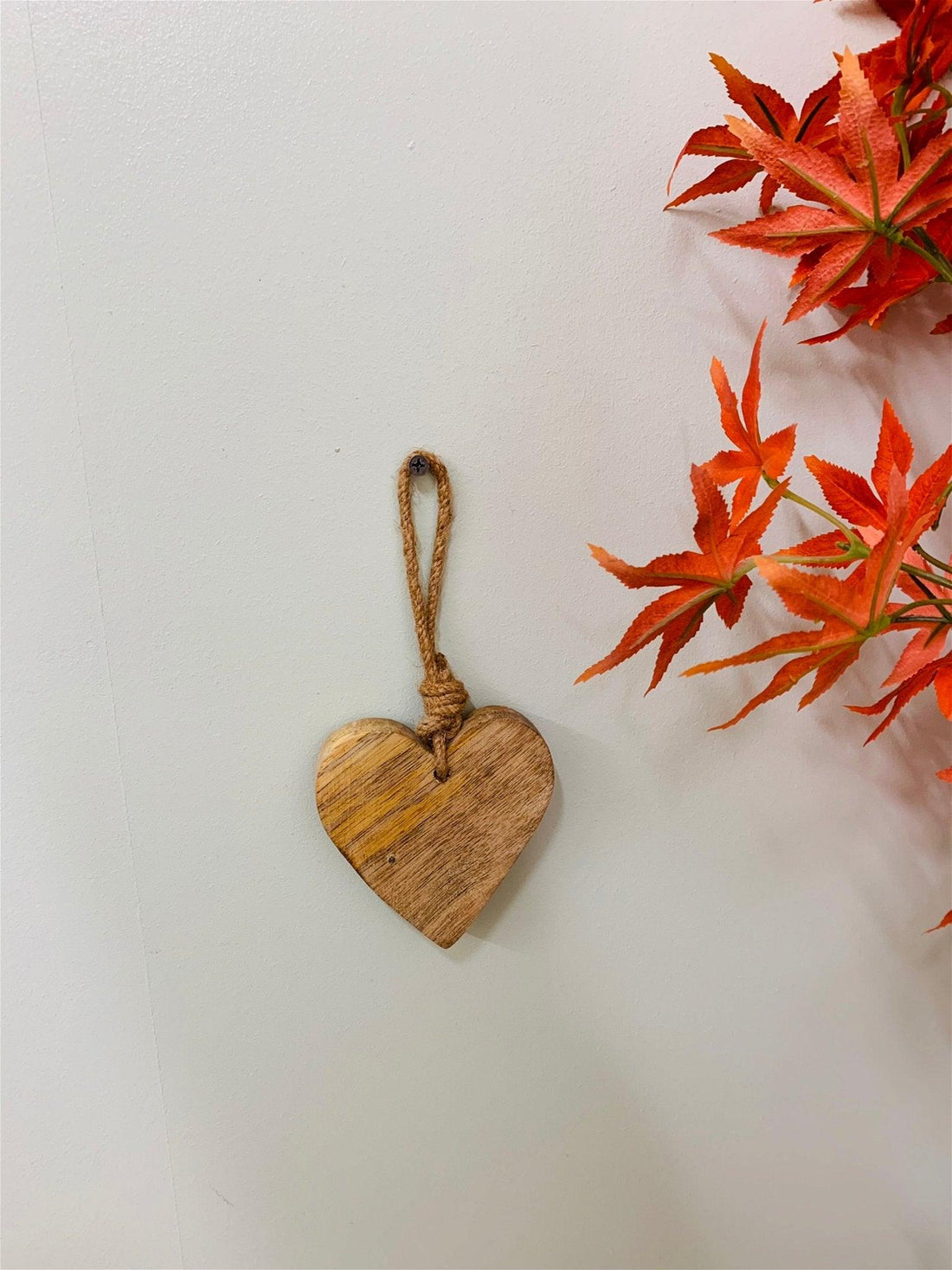 Wooden Hanging Heart With Silver Metal Heart - £9.99 - Ornaments 