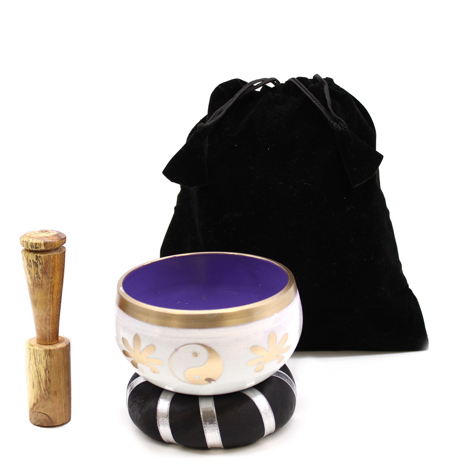 Yin & Yang Singing Bowl Set- White/Purple 10.7cm-