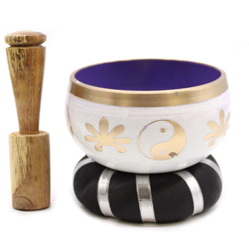 Yin & Yang Singing Bowl Set- White/Purple 10.7cm - £54.0 - 