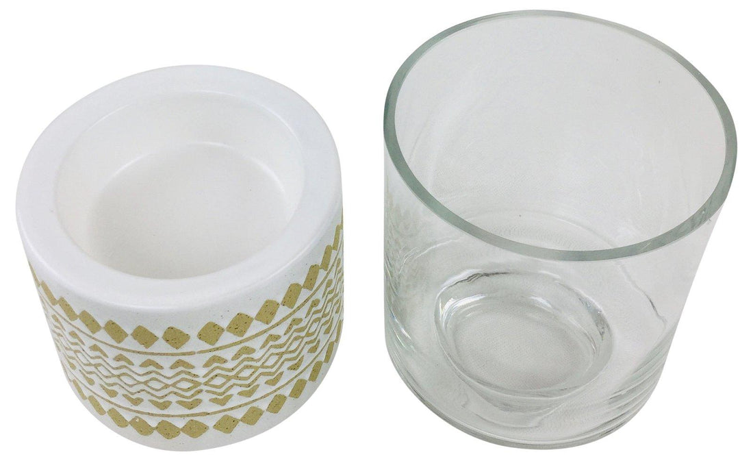 Zig Zag Pillar Candle Holder 26cm - £38.99 - Candle Holders & Plates 