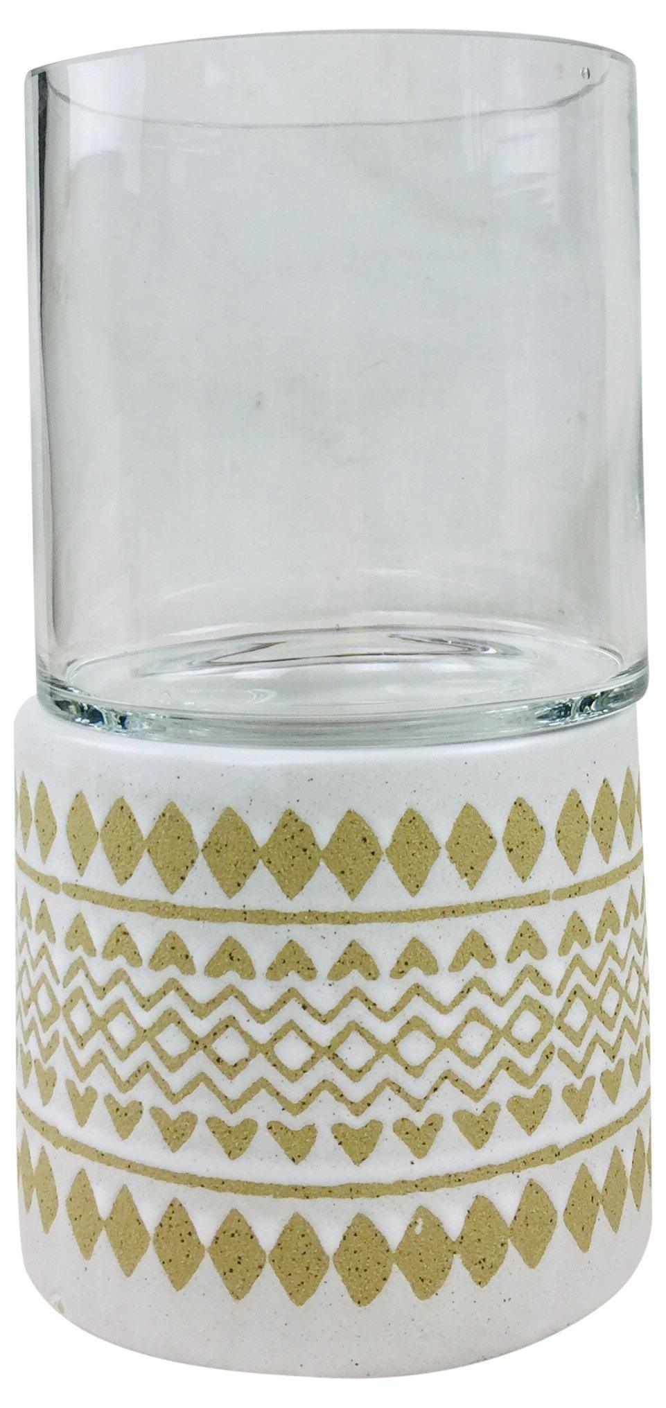 Zig Zag Pillar Candle Holder 26cm - £38.99 - Candle Holders & Plates 